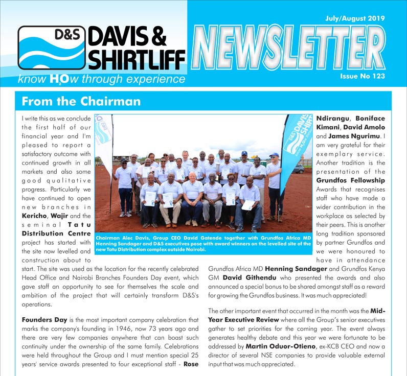 Davis & Shirtliff July / August Newsletter #123 2019