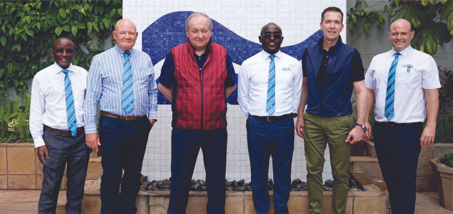 Mr Andrea Rovatti, President of Rovatti Pompe and Chairman Alec Davis are pictured at D&S Head Ofce with Group CEO George Mbugua, MD Edward Davis, Area Manager Stephane Blaszak and Product Manager Stephen Njoroge.
